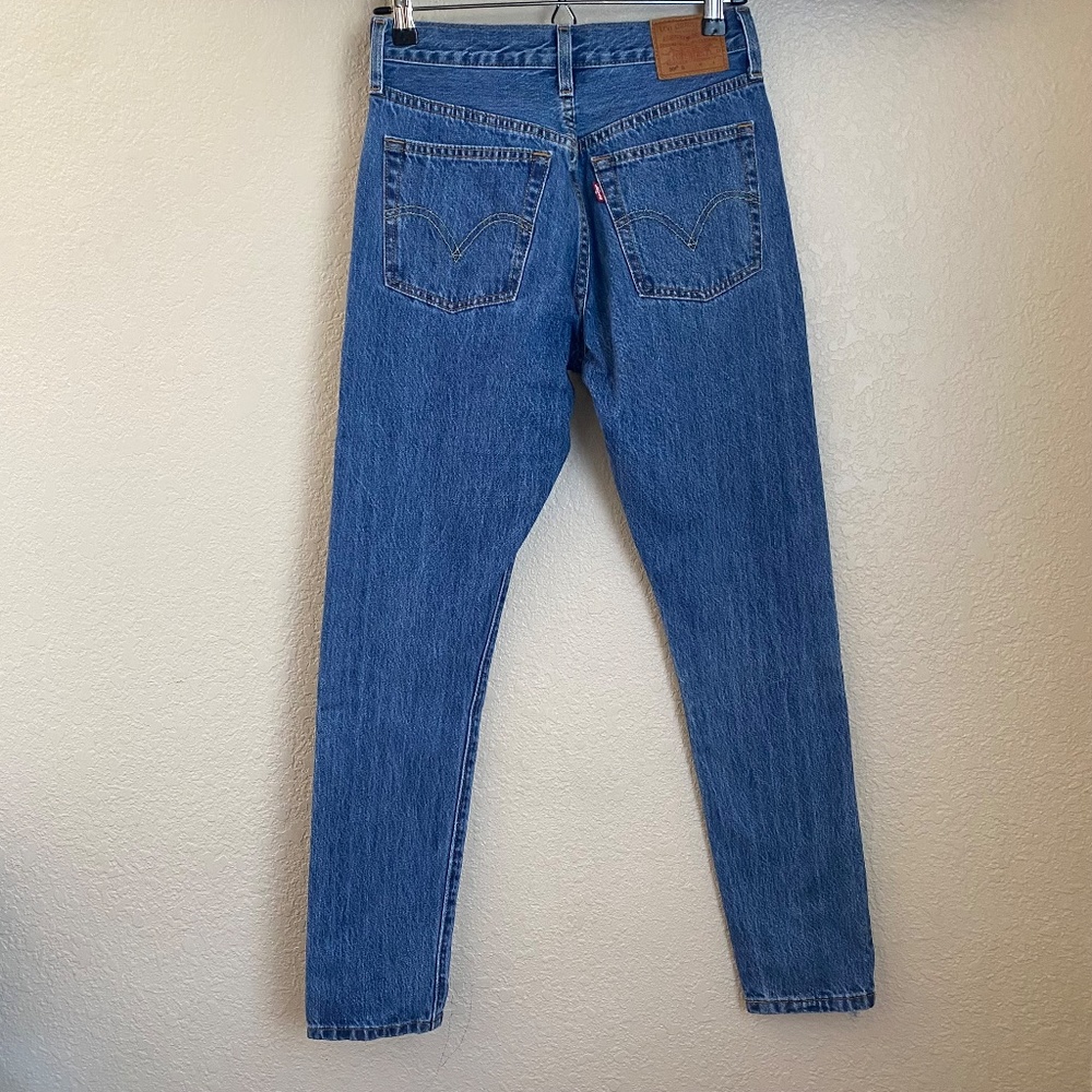 Levi’s Premium Jeans 501 Skinny blue denim size 25X30 button fly 100% cotton